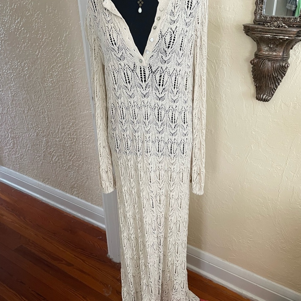 Zara Cream Crochet Maxi Dress